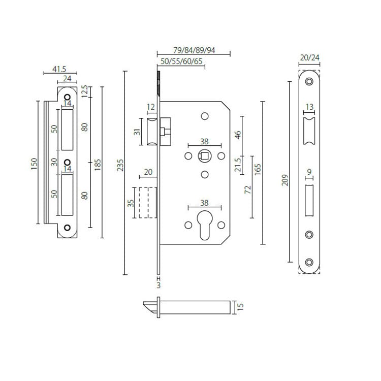 Entry Door Lock Set 72mm Centers - UNITY Hardware