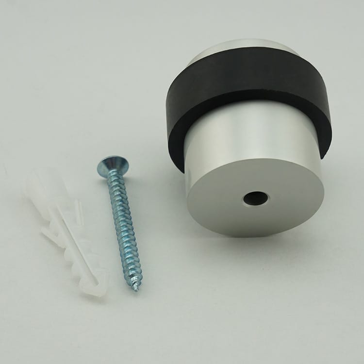 Aluminum door stop floor mounted with Rubber Bumper