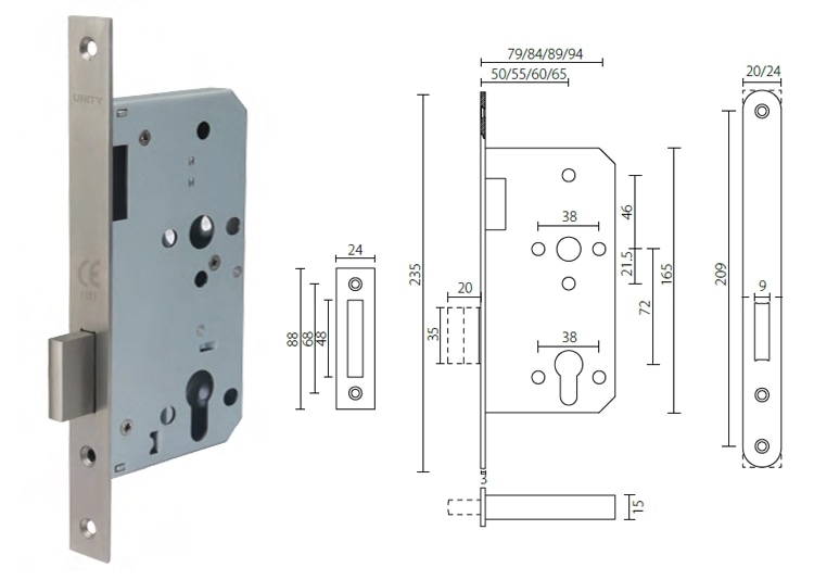 ML107203 communicating mortise deadlock - Door Lock - 1