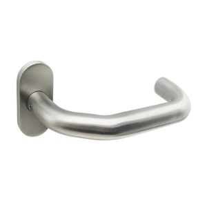 Narrow Profile Door Handle With Oval Rose Design