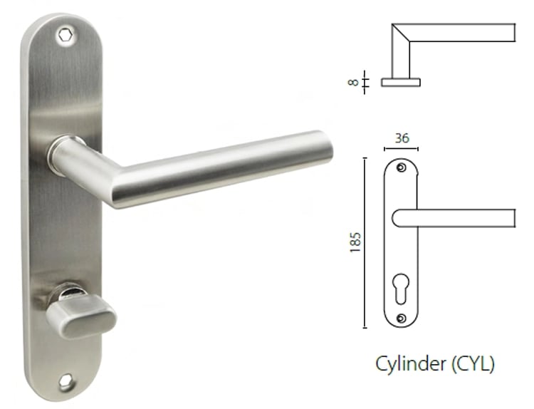D Shape Lever Handle Pack Cylinder & Turn Lock Set For 44/45MM FIRE DOORS 