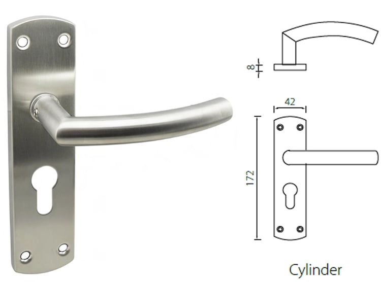 SP12 Stainless steel door handles with backplate for UK lever mortice locks - Door Handle - 1