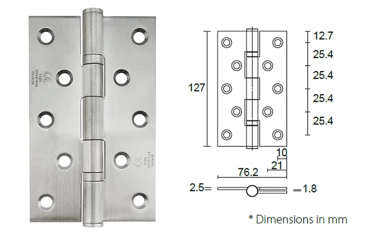 Mortise door hinge 5” x 3” x 2.5mm-EN/CE/Certifire tested - Door Hinge - 1