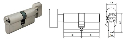 ECD3030TK DIN18252 brass thumbturn euro cylinder with computer key - Euro Cylinder - 1