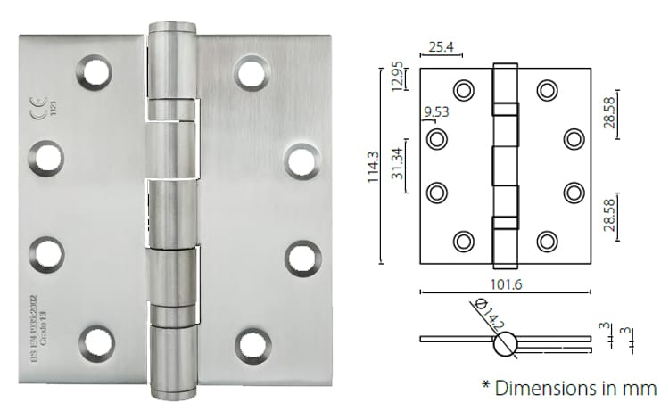 EN/CE/Certifire tested 4.5” x 4” x 3mm door hinge heavy duty use - Door Hinge - 1