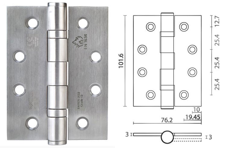 HB403030 ball bearing fire rated butt hinge for heavy duty use - Door Hinge - 1