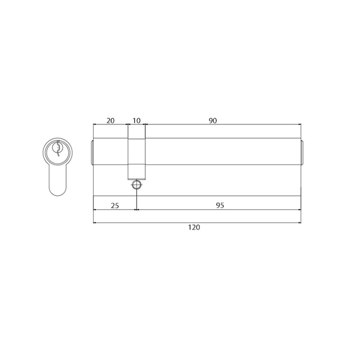 Euro cylinder 95mm/25mm, asymmetrical design with custom long size