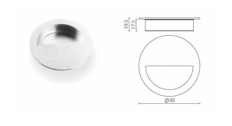 FHS02 stainless steel round flush pull handle for sliding doors - Flush Pull - 1