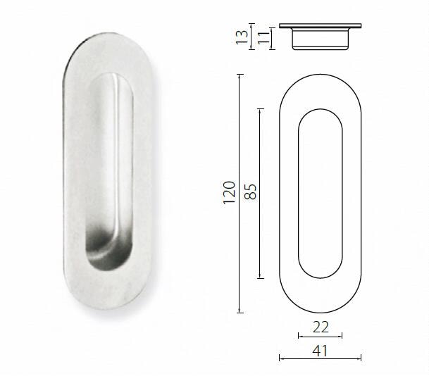 FHS04 oval stainless steel recessed pull handle - Flush Pull - 1