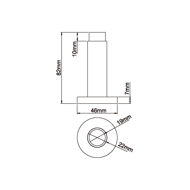 Wall mounted door stop DSS04, made of stainless steel