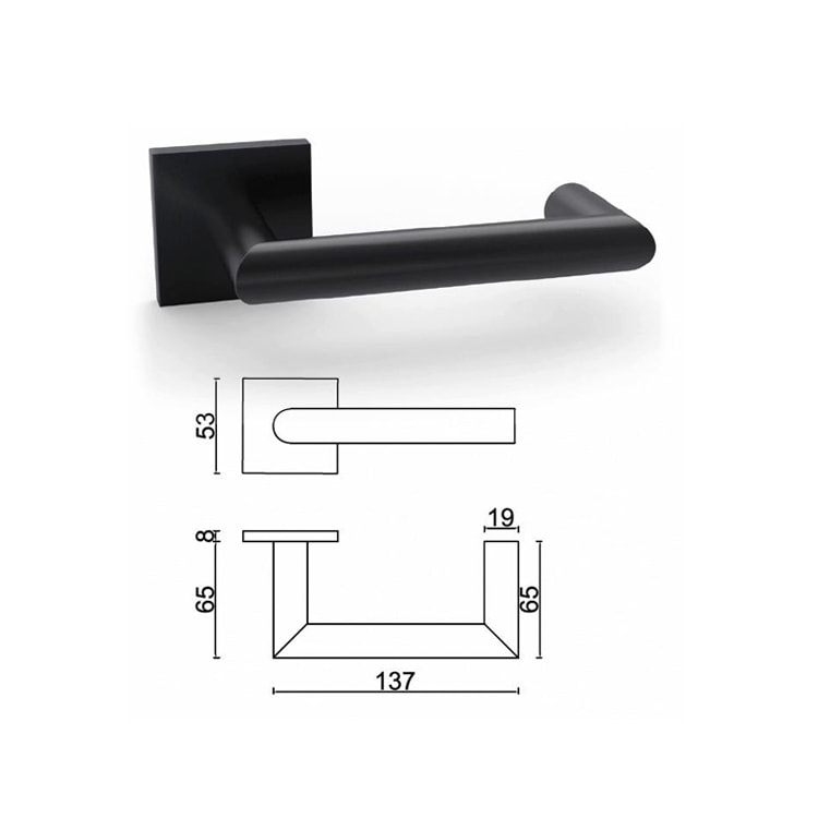 SR10SL109-BK matt black door handle for commercial or residential interior doors - Door Handle - 1