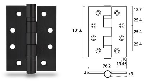 CE approved stainless steel matte black door hinge HB403030-BK - Door Hinge - 1