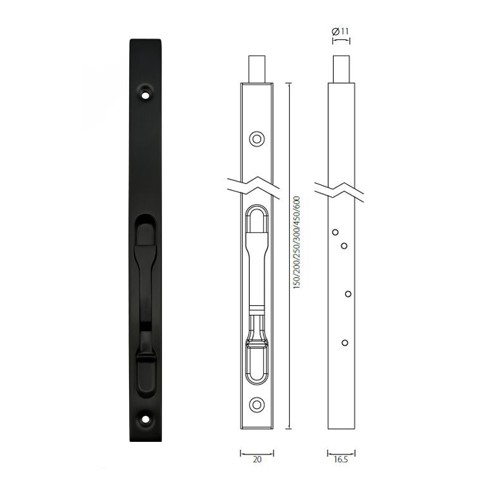 DBS01-BK stainless steel black flush bolt with competitive factory wholesale price (2)