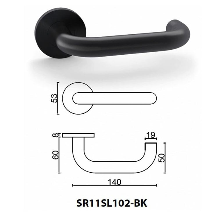 SR11SL102-BK matte black door handles - Door Handle - 1
