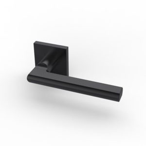 Modern black door handle SR10SL243-BK with square rose design