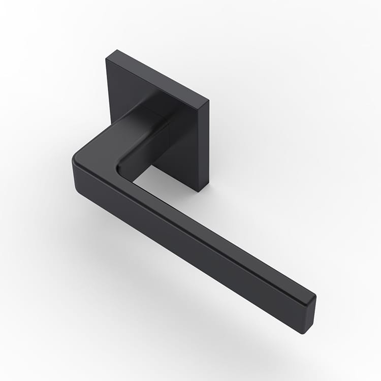 Stainless steel flat black door handle set SR10SL345BK,Sqaure Rose