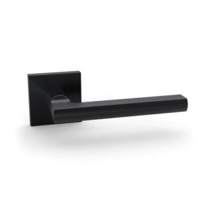 Stainless steel EN1634 black lever door handle SR10SL243H-BK,Square Rose Design