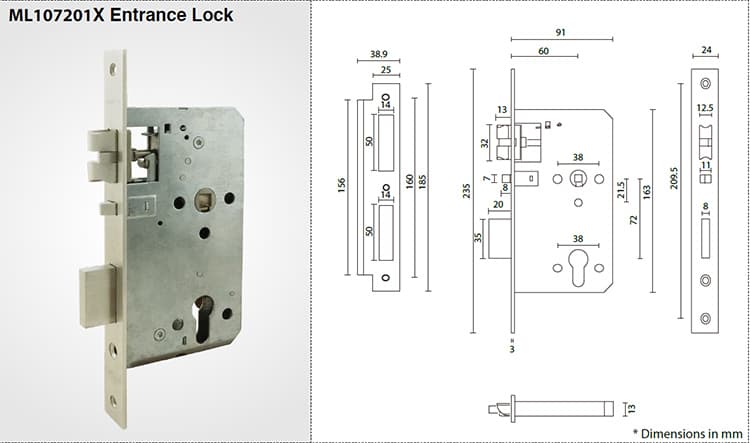 ANSI/BHMA Grade 1 Entry Door Lock Set ML107201X - Door Lock - 1