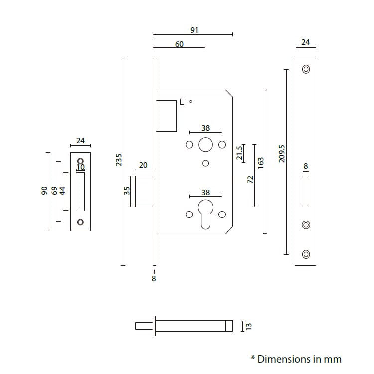 ML107203X mortice deadlock, ANSI/BHMA Grade 1 standard